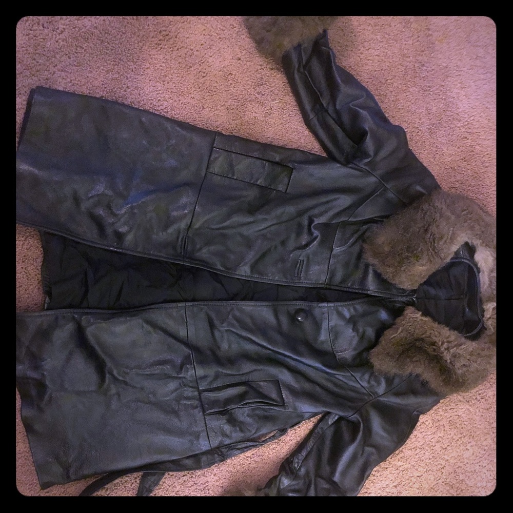 Vintage Real Leather and Fur Coat